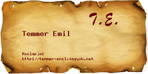 Temmer Emil névjegykártya